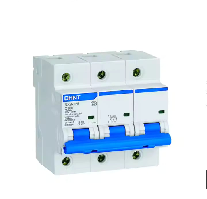 Chint NXB-125 3P C125 Miniature Circuit Breaker – 125A, 10kA Breaking Capacity, Type C Curve, 3 Pole MCB for Heavy-Duty Three-Phase Protection