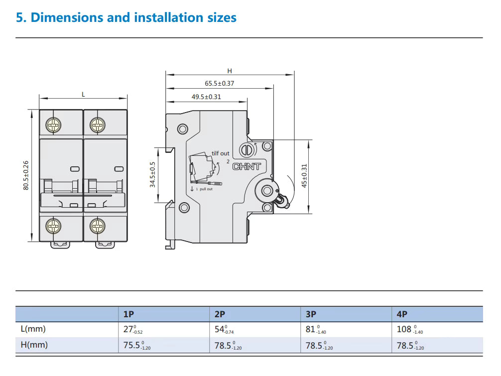 Chint NXB-125 2P C100 Miniature Circuit Breaker – 100A, 10kA Breaking Capacity, Type C Curve, 2 Pole MCB for High-Power Single-Phase and Dual-Phase Applications