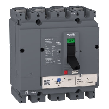 600A 4-Pole MCCB – Schneider Electric EasyPact CVS630F LV563309, TM-D Trip Unit, 36kA Breaking Capacity @ 415V AC