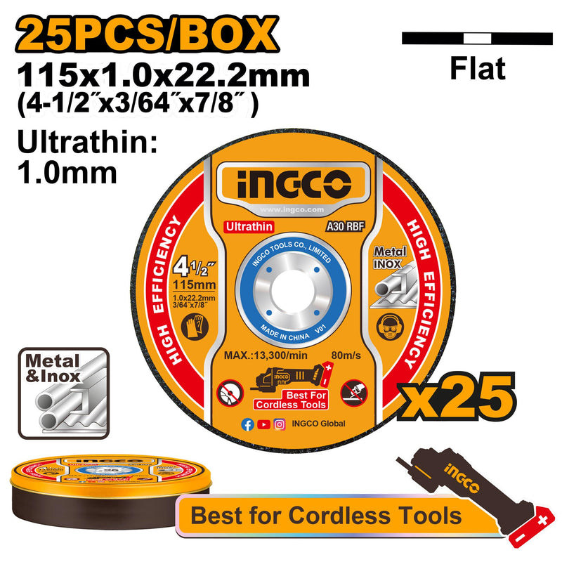 Ingco Metal Cutting Disc 4.5" 1.2mm P3C9 – MCD-4.5X1.2-P3C9
