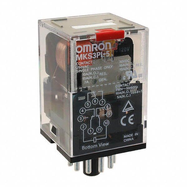 Omron MKS3P-5 AC230 3PDT Plug-In Electromagnetic Relay 230VAC 10 A with Mechanical Indicator
