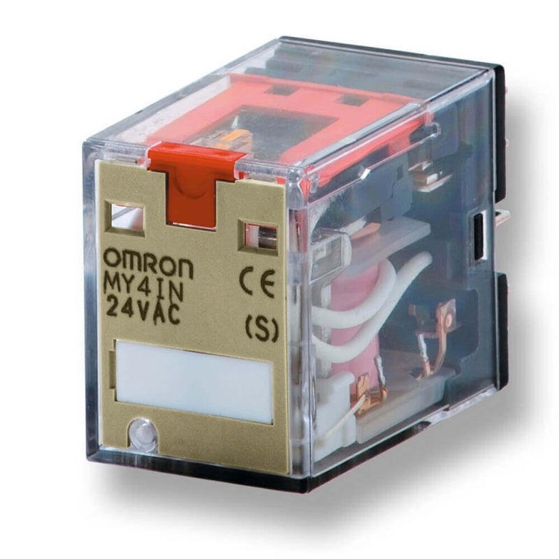 Omron MY4IN 24AC (S) 24 VAC 4PDT Miniature Power Relay 5 A with LED Indicator & Test Button