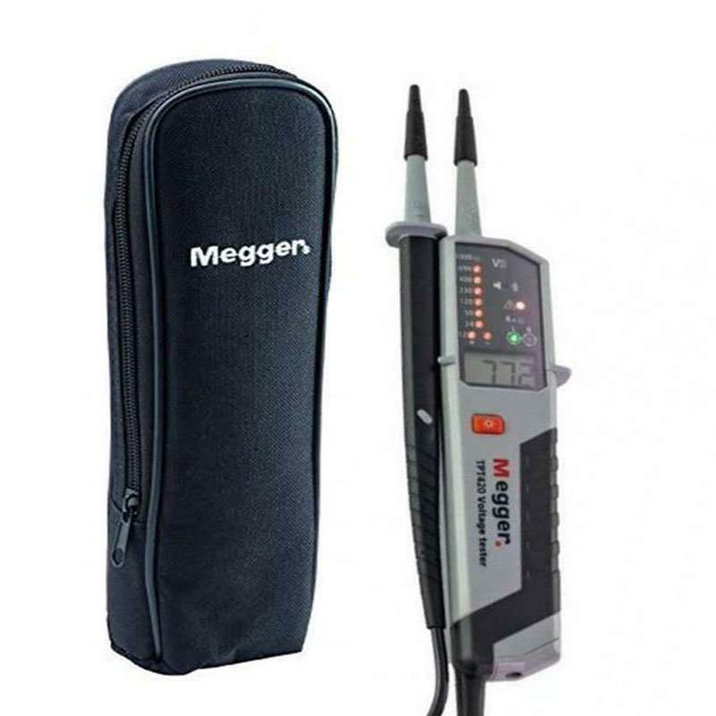 Megger 1NT420 Voltage Tester, Two-Pole Electrical Tester, 12-1000V AC/DC with LED Indication