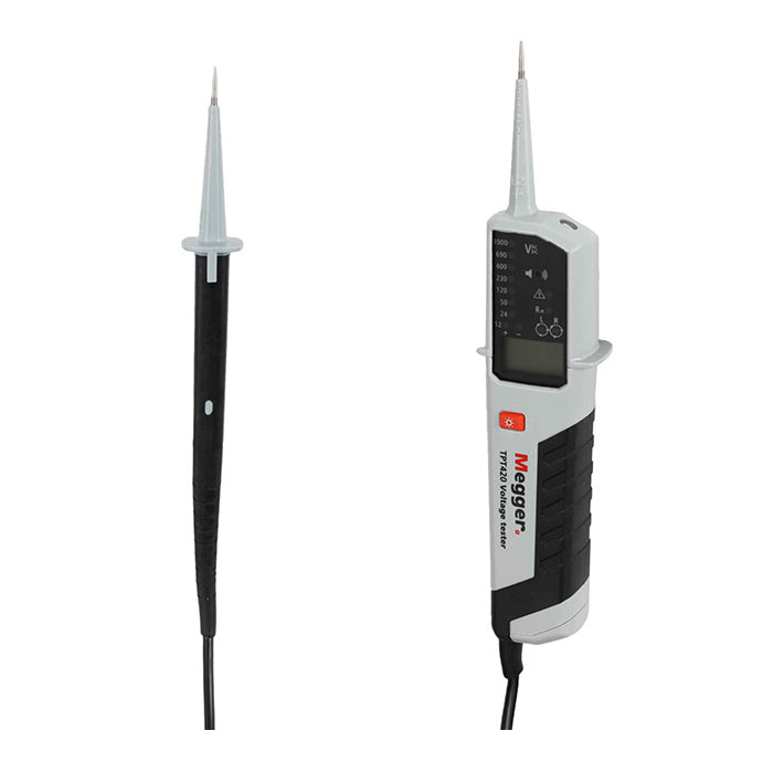 Megger 1NT420 Voltage Tester, Two-Pole Electrical Tester, 12-1000V AC/DC with LED Indication