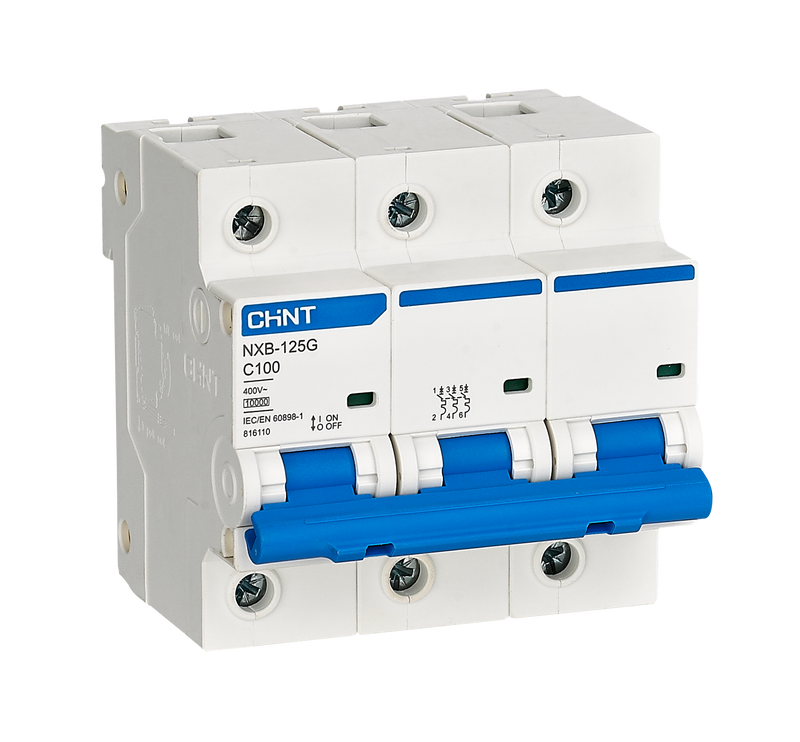 Chint NXB-125 3P C125 Miniature Circuit Breaker – 125A, 10kA Breaking Capacity, Type C Curve, 3 Pole MCB for Heavy-Duty Three-Phase Protection