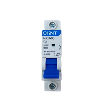 Chint NXB-63 1P C40 Miniature Circuit Breaker – 40A, 6kA Breaking Capacity, Type C Curve, Single Pole MCB for High-Load Electrical Protection