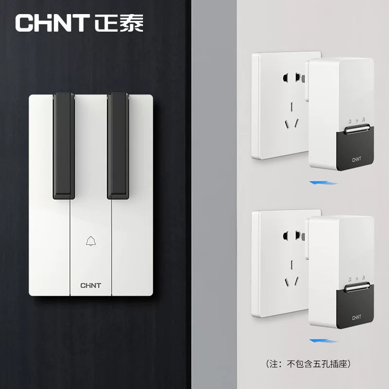 CHINT NEB2-104 Wireless Doorbell Kit – 2 Transmitters & 1 Plug-In Receiver Long-Range AC Powered