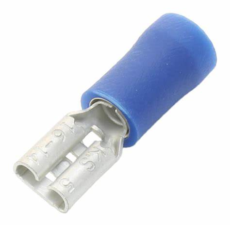 FDD2-187 Female Quick Disconnect Terminal – 1.5–2.5 mm² (16–14 AWG), Blue Vinyl-Insulated