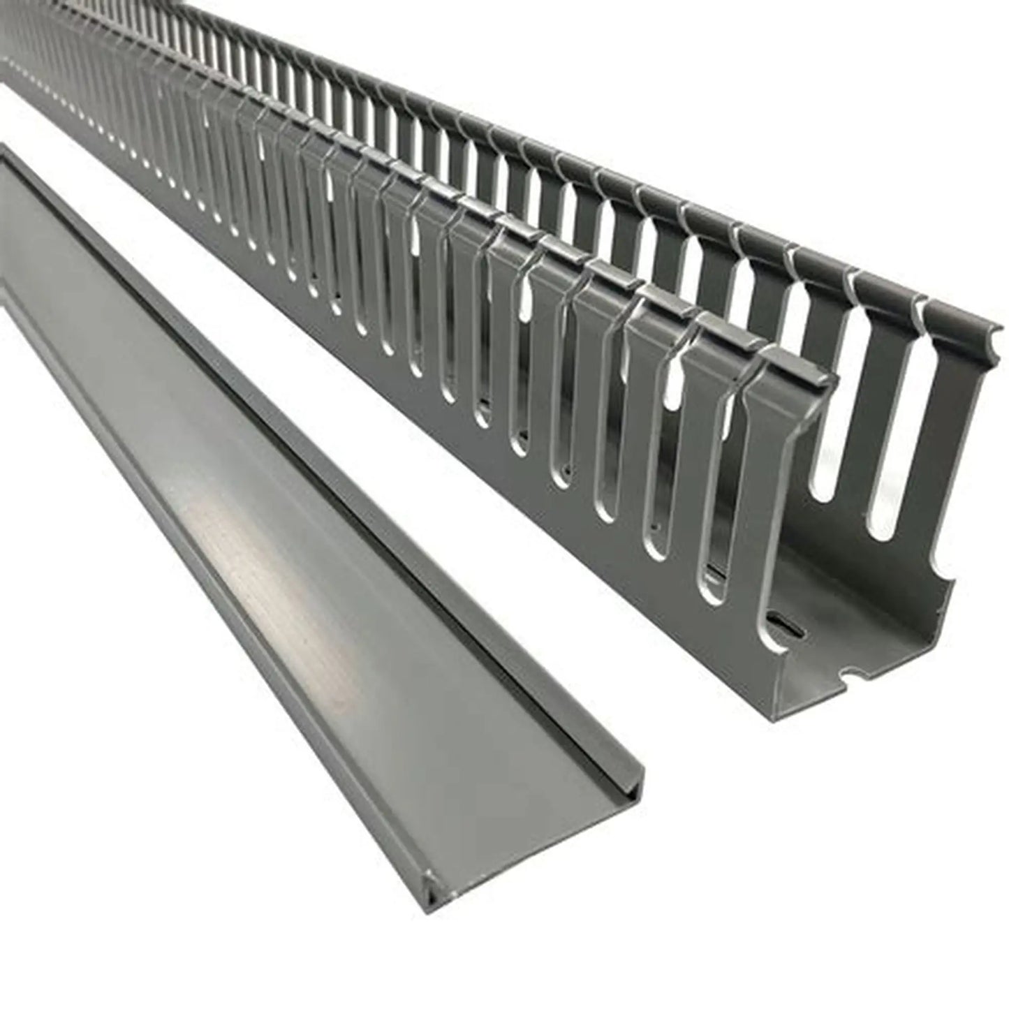 Grey Slotted Trunking 100×60 mm – 2 Meters per Piece | Extra-Large PVC Cable Management Duct