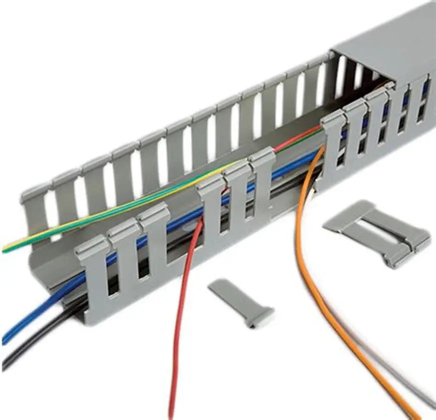 Grey Slotted Trunking 100×100 mm – 2 Meters per Piece | Oversized PVC Wiring Duct for Heavy-Duty Electrical Installations
