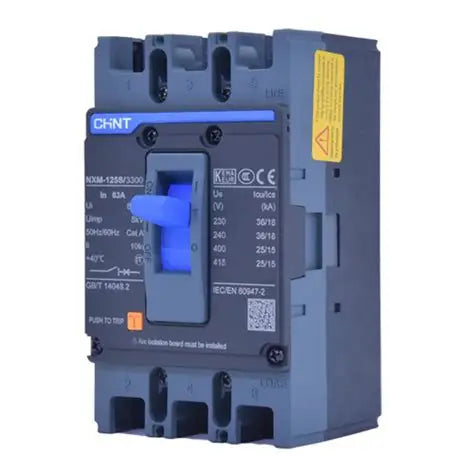 Chint NXM-125S/3300 63A 3-Pole MCCB – Thermal-Magnetic Trip, 36kA Breaking Capacity, 690V AC Rated, IEC 60947-2 Compliant