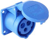 Industrial Panel Mount Socket – 3-Pin, 16A, 220V, IP44 (Blue CEE Socket)