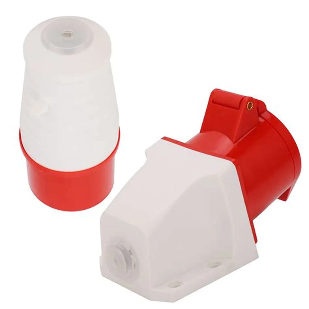 16A 4-Pin Industrial Plug & Wall Mount Socket (Male & Female) | IP44 | 3P+E Power Connector Set
