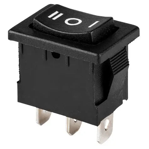 Sub-Miniature 3-Pin SPDT ON-OFF-ON Rocker Switch, Snap-in Panel Mount, AC 6A/125V 3A/250V