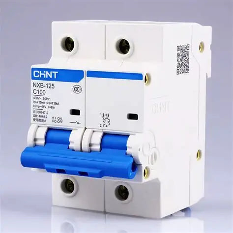 Chint NXB-125 2P C100 Miniature Circuit Breaker – 100A, 10kA Breaking Capacity, Type C Curve, 2 Pole MCB for High-Power Single-Phase and Dual-Phase Applications
