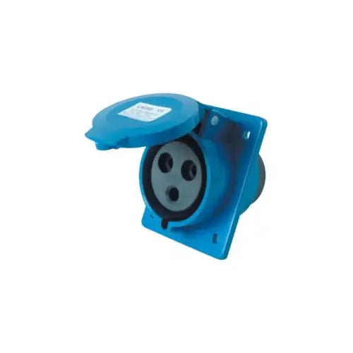 Industrial Panel Mount Socket – 3-Pin, 16A, 220V, IP44 (Blue CEE Socket)