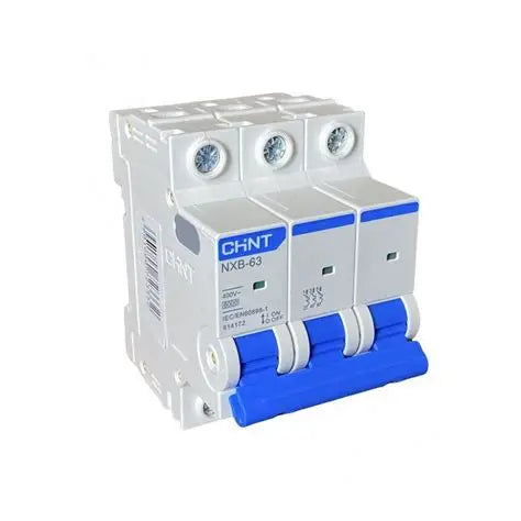 Chint NXB-63 3P C20 Miniature Circuit Breaker – 20A, 6kA Breaking Capacity, Type C Curve, 3 Pole MCB for Safe Three-Phase Load Protection