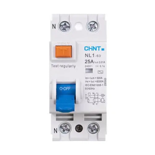 Chint NL1-100 2P 100A 30mA RCCB – 2 Pole Residual Current Circuit Breaker, AC Type, 100A Rated Current, 6kA Withstand, Earth Leakage Protection for Heavy-Duty Single-Phase Applications
