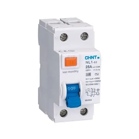 Chint NL1-100 2P 100A 30mA RCCB – 2 Pole Residual Current Circuit Breaker, AC Type, 100A Rated Current, 6kA Withstand, Earth Leakage Protection for Heavy-Duty Single-Phase Applications