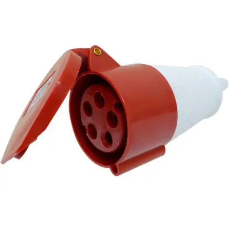 16A 5-Pin Straight Industrial Female Socket | IP44 | 3P+N+E | Inline Power Connector