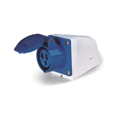 3-Pin 32A Wall Mount Industrial Socket – IP44 Rated | Surface-Mount Splash-Proof Socket