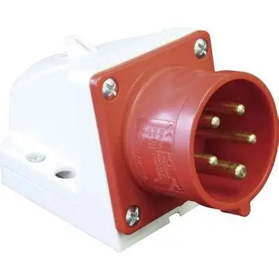 16A 5-Pin Wall Mount Industrial Male Plug | IP44 | 3P+N+E | Fixed Power Inlet