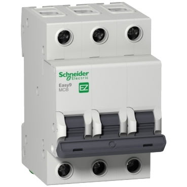 Schneider Electric EZ9F56310 Easy9 3-Pole 10A Miniature Circuit Breaker – C Curve, 6kA, IEC 60898-1