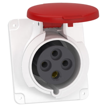 Schneider Electric PKF32F434 PratiKa Industrial Socket – 32A, 3P+E (4-Pin), 380–415VAC, IP44, Angled Panel Mount