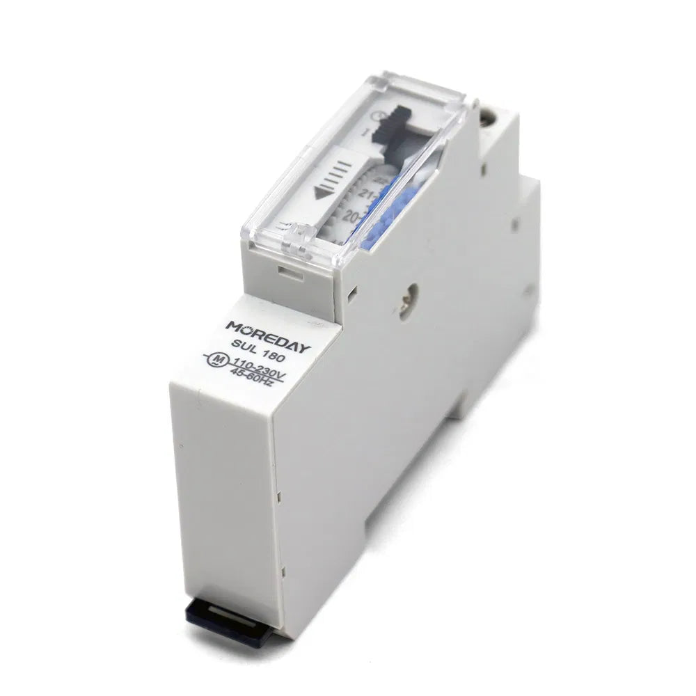 SUL180A DIN Rail Mechanical Timer Switch – Built-In Battery, Economy Model, 24-Hour Programmable Time Switch for Lighting & Load Control
