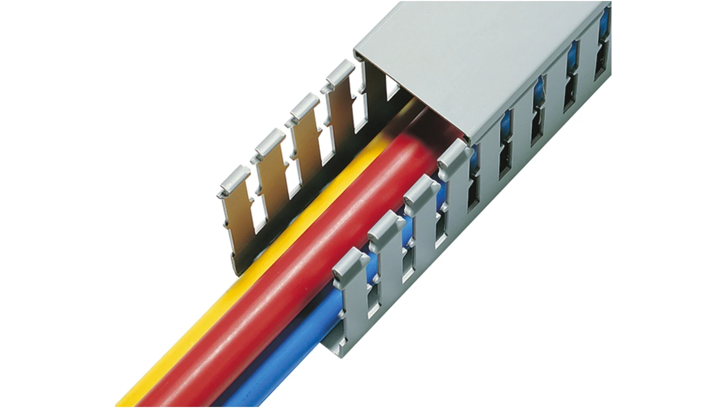 Grey Slotted Trunking 100×60 mm – 2 Meters per Piece | Extra-Large PVC Cable Management Duct