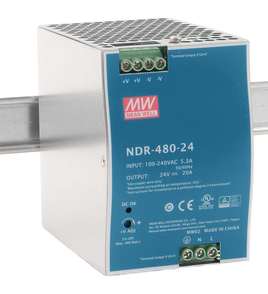UNO NDR-480-24 – 24V 20A DIN Rail Power Supply