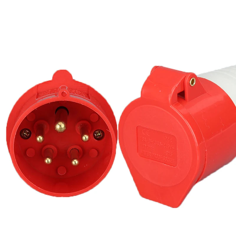 16A 5-Pin Straight Industrial Plug & Socket (Male & Female) – IP44 | 400V (3P+N+E)