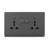 Midea 13A Double Socket 2 Gang Universal Socket with Neon Power Indication Grey