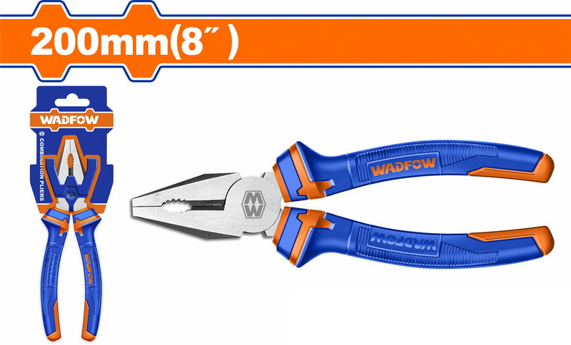 WADFOW WHL1C08 Anti-Slip Combination Pliers 8" Cr-V Steel Strong Grip Cutting Jaws P6C36