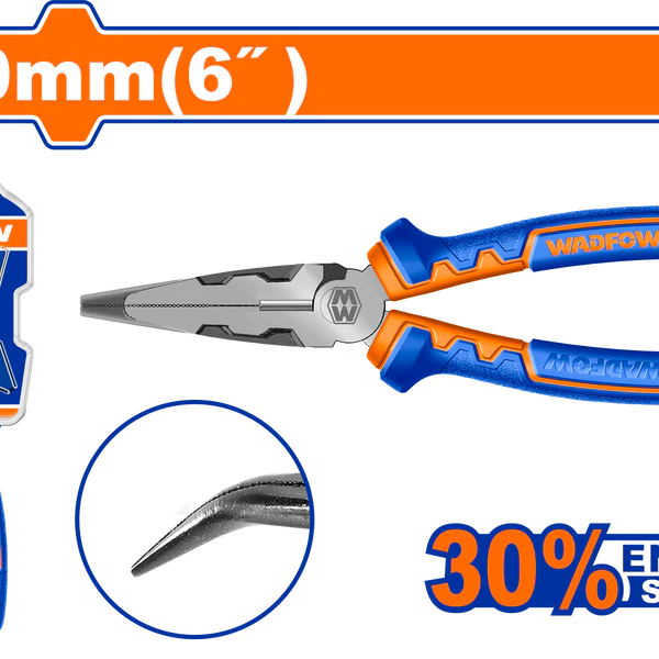 Wadfow WPL1716 High-Leverage Long Nose Pliers 6" Heavy-Duty Cr-V Steel P6C36
