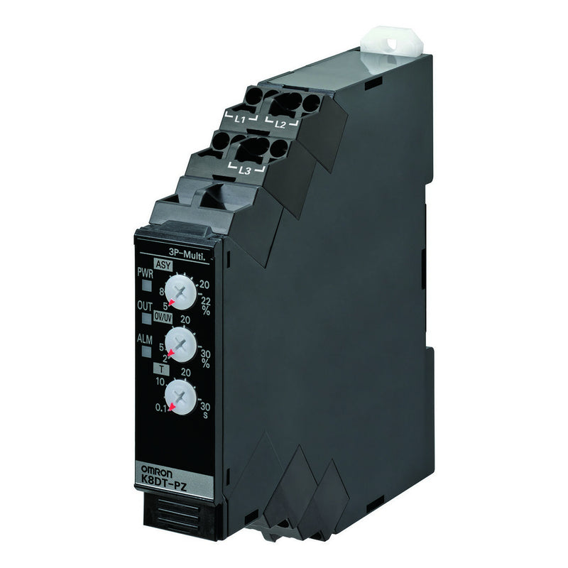 Omron K8DT-VS2CA Single-Phase Voltage Monitoring Relay — 17.5 mm DIN Rail, Over/Under Voltage Protection (1–150 V AC/DC), SPDT Output, 100-240 VAC