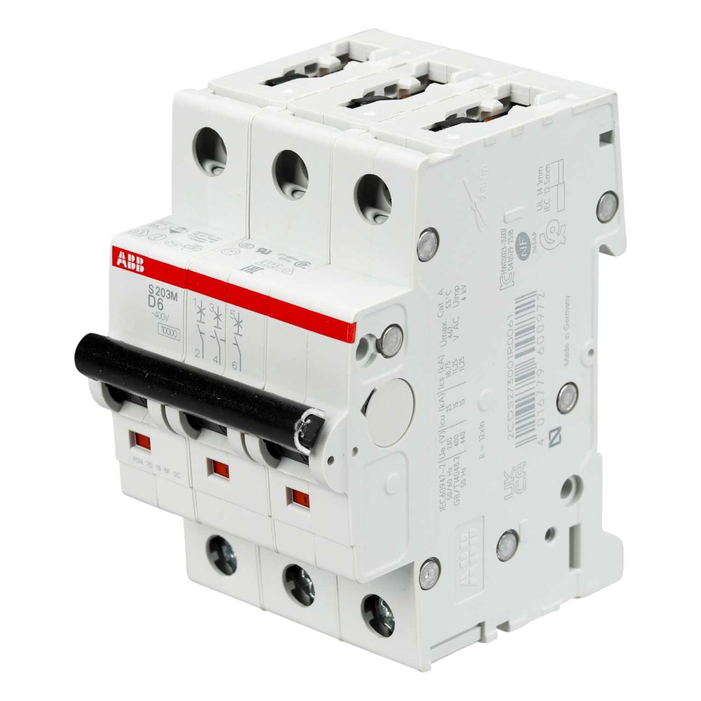 ABB SJ204T 3-Pole 20A C-Curve Miniature Circuit Breaker – 3kA Breaking Capacity, Thermal-Magnetic Protection (2TAZ144400R0204)