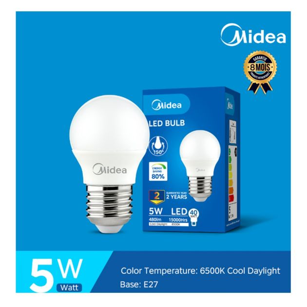 Midea 5W LED Bulb, E27, 6500K, 220–240V~50/60Hz