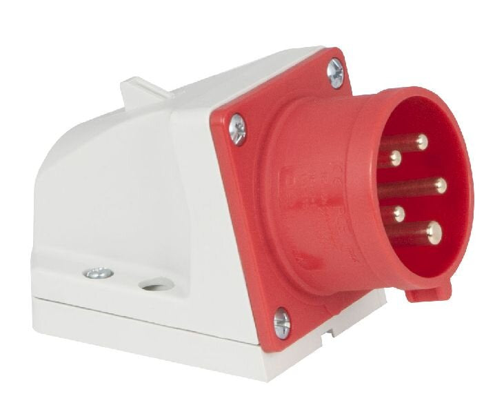 16A 5-Pin Wall Mount Industrial Male Plug | IP44 | 3P+N+E | Fixed Power Inlet