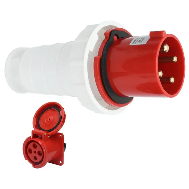 63A 5-Pin Industrial Plug & Panel-Mount Socket (Male & Female) – IP44 | 400V (3P+N+E)