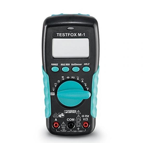 TESTFOX M-1 Digital Multimeter – AC/DC Voltage, Current, Resistance, Frequency, Temperature CAT III 600 V Phoenix Contact (1212209)