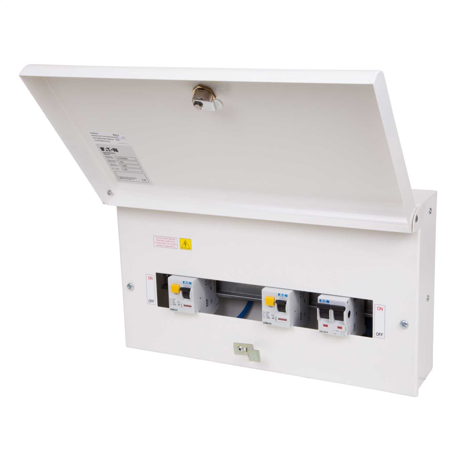 Eaton 10-Way Single Phase Distribution Board – 2P 125A/100A Disconnect Switch Incomer, Complete with 10 Eaton 1P MCBs