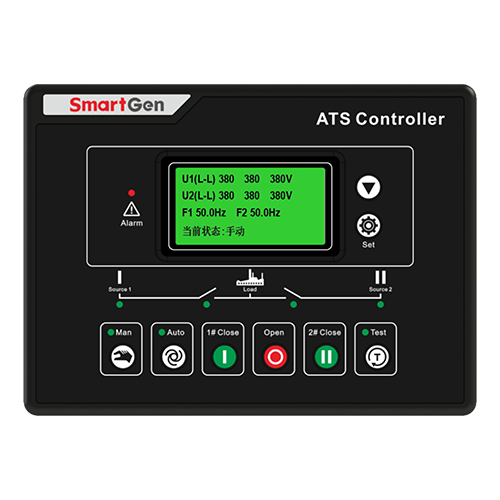 SmartGen HAT600N – Dual Power ATS Controller Model: HAT600N  Power Supply: DC 8–35V  Display: 128×64 LCD (Backlit) Mounting Dimensions: 209×153×55mm  Cutout: 186×141mm