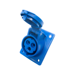 Industrial Panel Mount Socket – 3-Pin, 16A, 220V, IP44 (Blue CEE Socket)