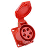 32A 5-Pin Panel Mount Industrial Female Socket | IP44 | 3P+N+E | Flush-Mount Power Outlet