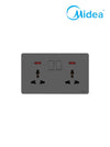 Midea 13A Double Socket 2 Gang Universal Socket with Neon Power Indication Grey