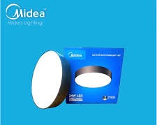 Midea MDL-DLM40R12W-65-03B – 12W Cool Daylight (6500K) Round LED Surface-Mount Downlight, 1020lm, 220–240V AC, CRI≥80, ~15000h Lifespan, Black Frame (M3-B)