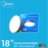 Midea MDL-DLM60R18W-65-03B – 18W Cool Daylight (6500K) Round LED Surface-Mount Downlight, ~1530lm, 220–240V AC, CRI≥80, ~15000h Lifespan, Black Frame (M3-B)
