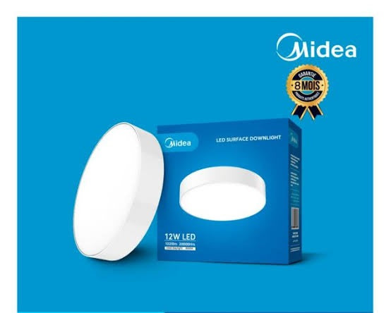 Midea DLM06R 12W Surface Round LED Downlight – 6500K Daylight, 1000–1100lm, 220–240V AC, White Sleek Design, 20,000hrs Lifespan
