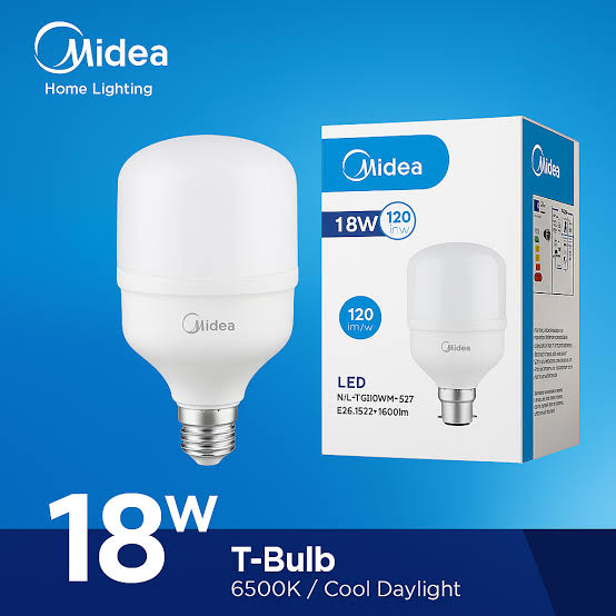 Midea LED T-Bulb, 18W, 1700lm, 220–240V~50/60Hz, 6500K, E27 Base